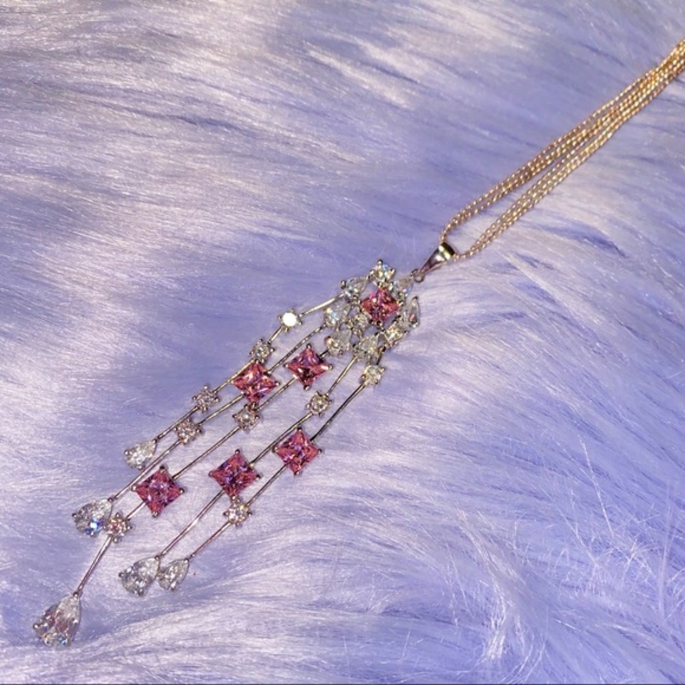 Rose Diamond Waterfall Necklace